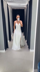 Vestido tomara que caia longo com aplicação