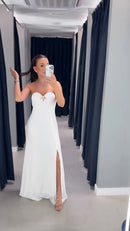 Vestido tomara que caia longo com aplicação