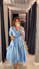 Vestido Midi Canelado Serena