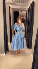Vestido Midi Canelado Serena