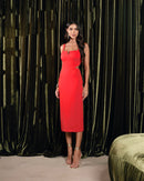 Vestido Midi Megan em Alfaiataria com Recortes Laterais