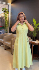 Vestido 100% Linho Verde Lima