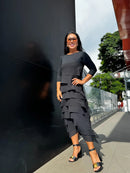 Vestido Malha e Georgette Camadas