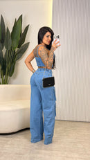 Conjunto Jeans Cropped e Calça Cargo - Virginia