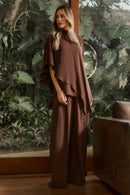 Blusa Com Capa Assimétrica Crepe