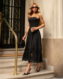 Vestido Graziela Midi Crepe com Renda
