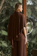 Blusa Com Capa Assimétrica Crepe