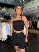 Conjunto Alfaiataria Short e Top Bordado