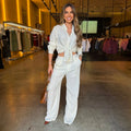 Conjunto Pantalona e Camisa Listrada