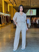 Conjunto Pantalona e Camisa Listrada