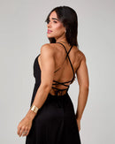 Vestido Midi com Decote e Amarração nas Costas