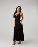Vestido Midi com Decote e Amarração nas Costas