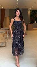 Vestido Mídi Tule Poá Riley