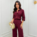 Conjunto Linho Camisa Alongada e Pantalona